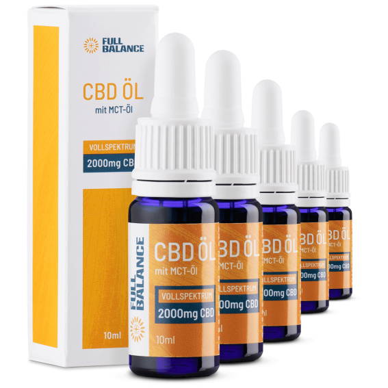 20% CBD Öl mit MCT Öl Vollspektrum Cannabidiol 5er Set