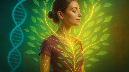 Eine Frau nimmt Energie von der Natur auf - Epigenetik