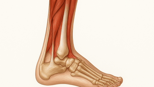 Anatomisches Bild eines Fußes zur Erklärung der Achillessehne