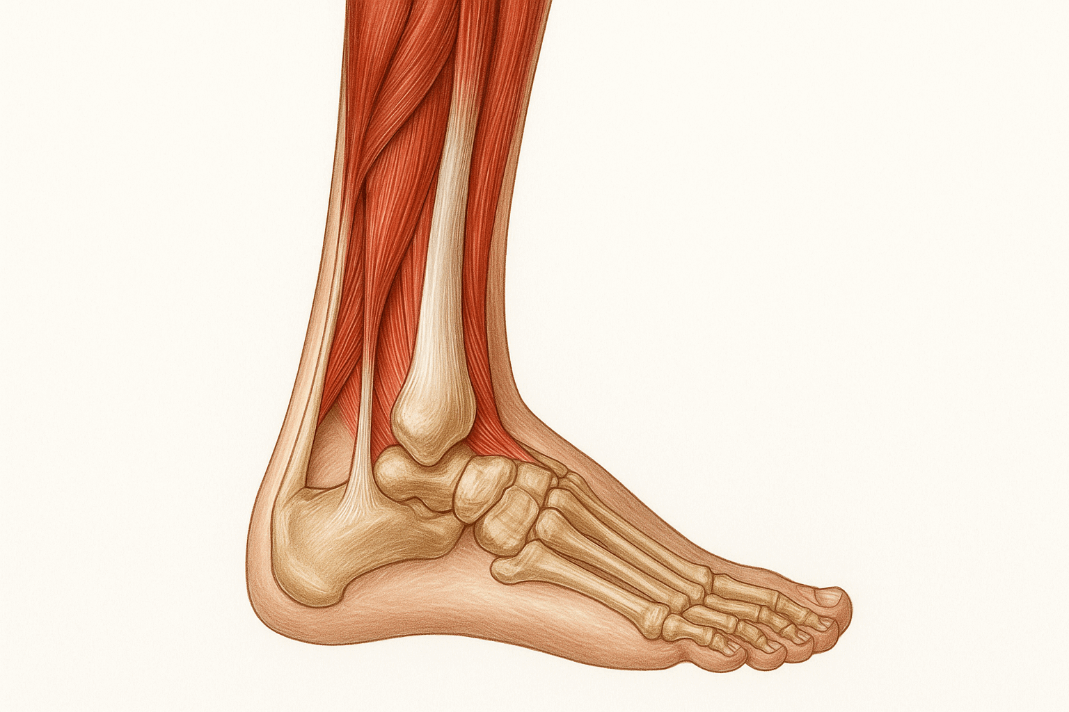 Anatomisches Bild eines Fußes zur Erklärung der Achillessehne