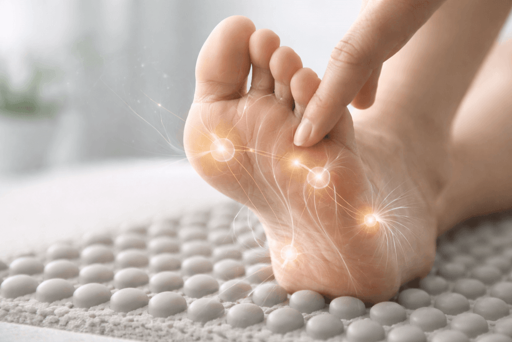 Visuelle Darstellung der Mechanorezeptoren auf der Fußsohle